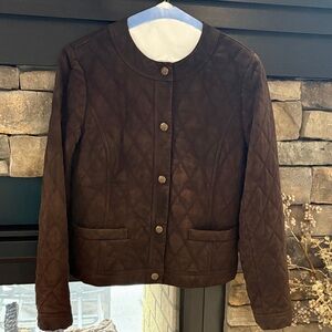 Talbots Suede Lined Chocolate Brown Quilted Jacket